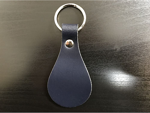 Navy Blue - Real Leather Key Fob - Pear Drop